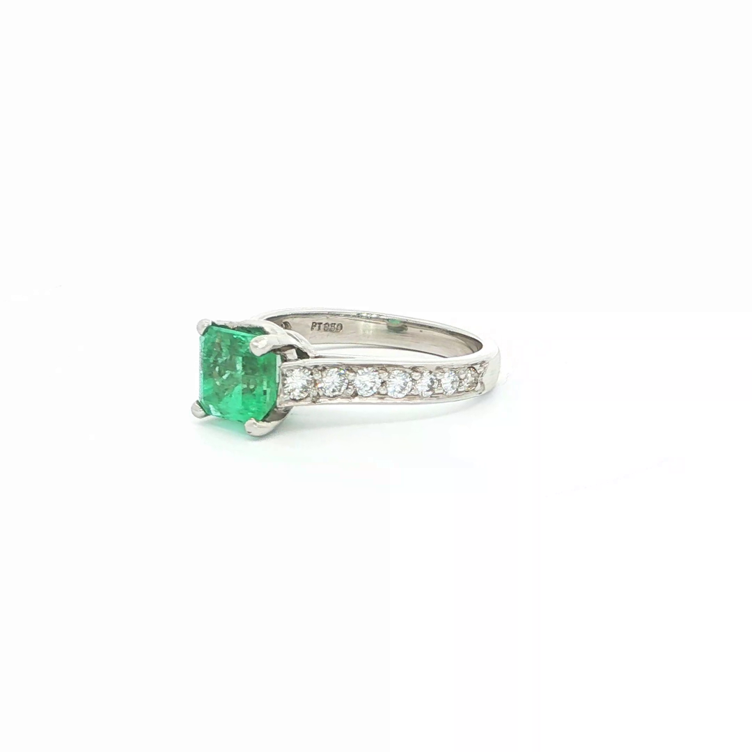 Platinum Emerald & Diamond Ring