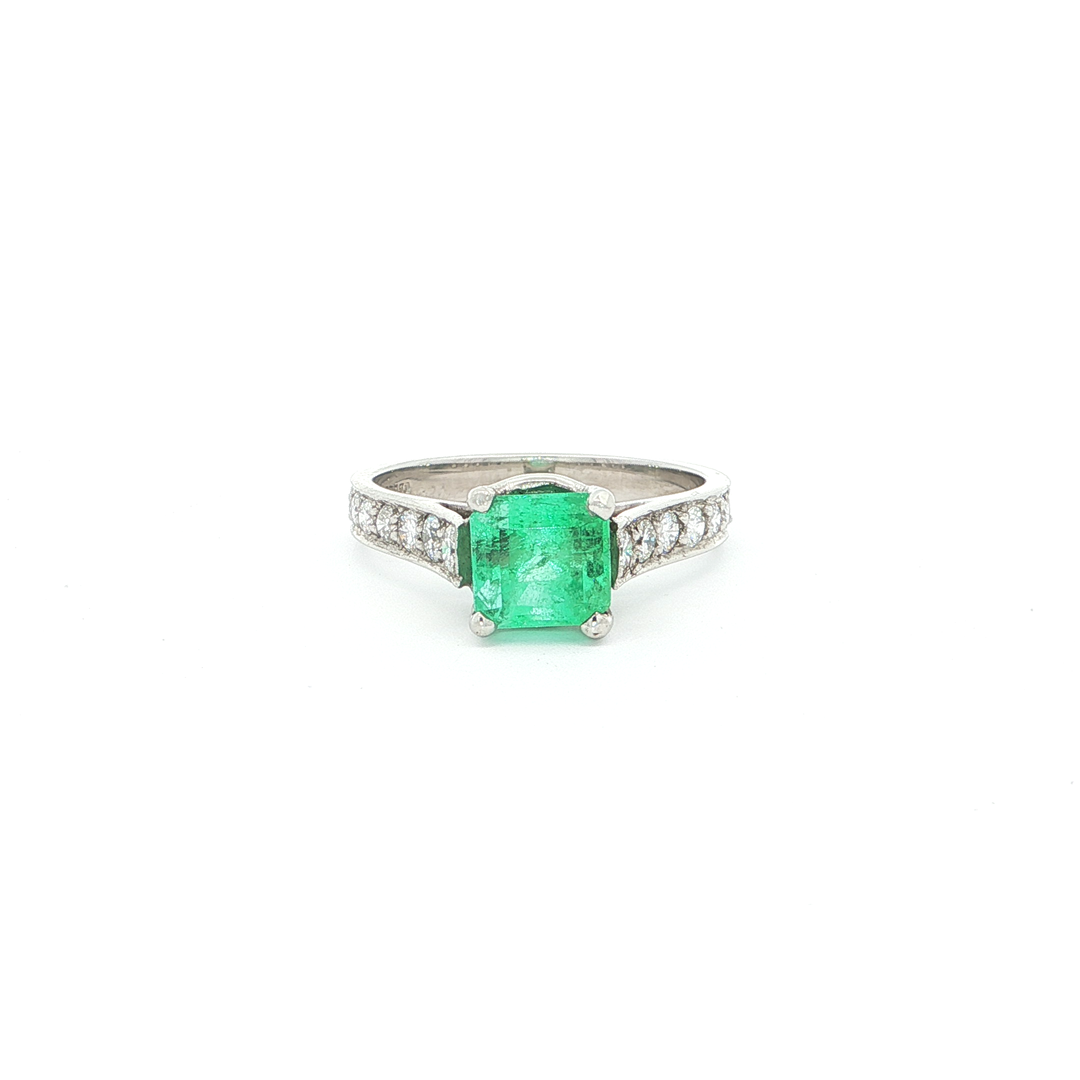Platinum Emerald & Diamond Ring