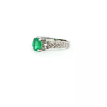 Load image into Gallery viewer, 14KT White Gold Emerald &amp; Diamond Engagement Ring
