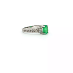 Load image into Gallery viewer, 14KT White Gold Emerald &amp; Diamond Engagement Ring
