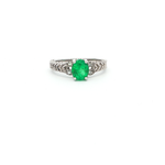 Load image into Gallery viewer, 14KT White Gold Emerald &amp; Diamond Engagement Ring
