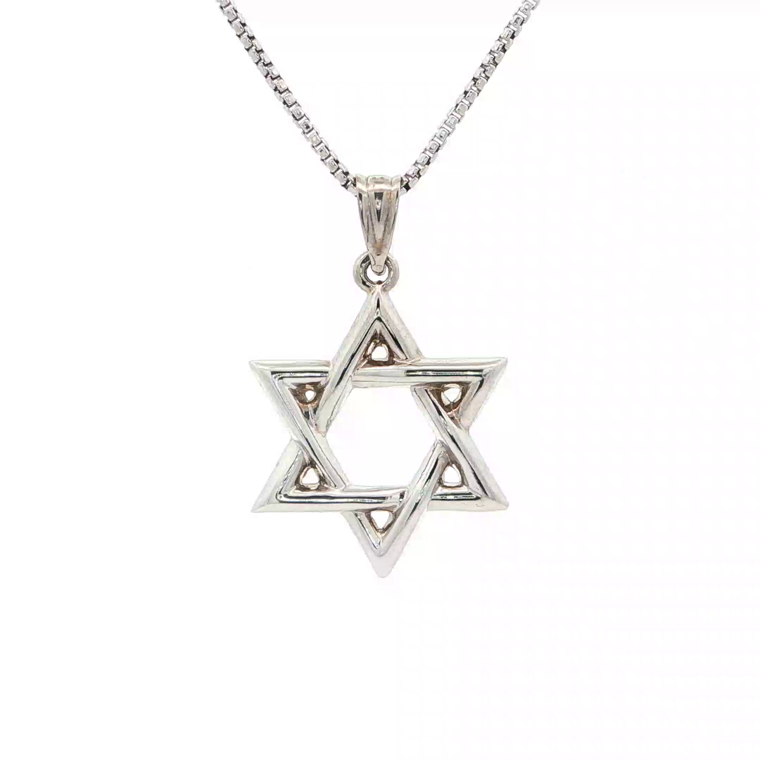14KT White Gold Magen David Pendant