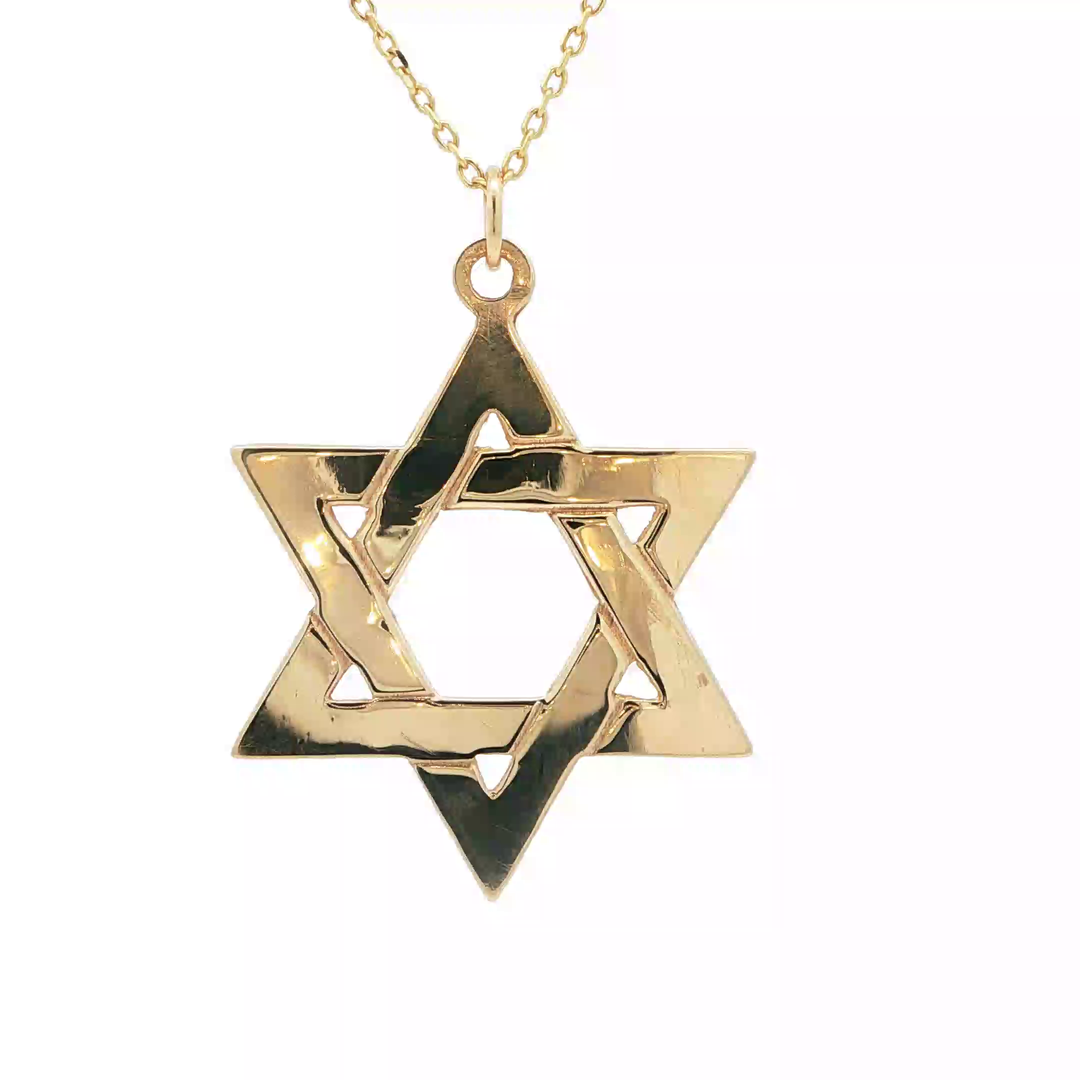 14KT Yellow Gold Large Magen David Pendant (1.3")