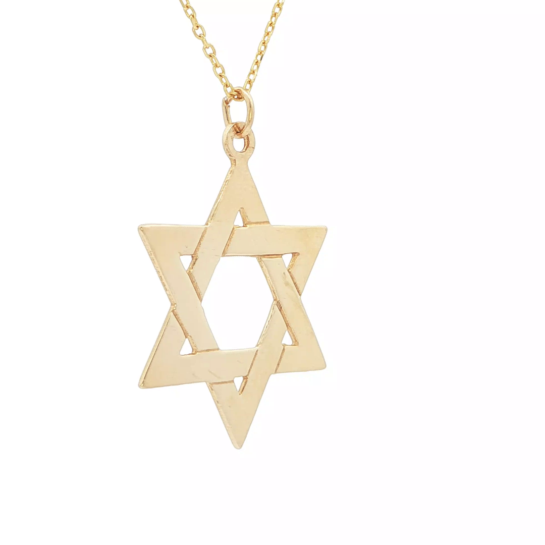 14KT Yellow Gold Large Magen David Pendant (1.3")