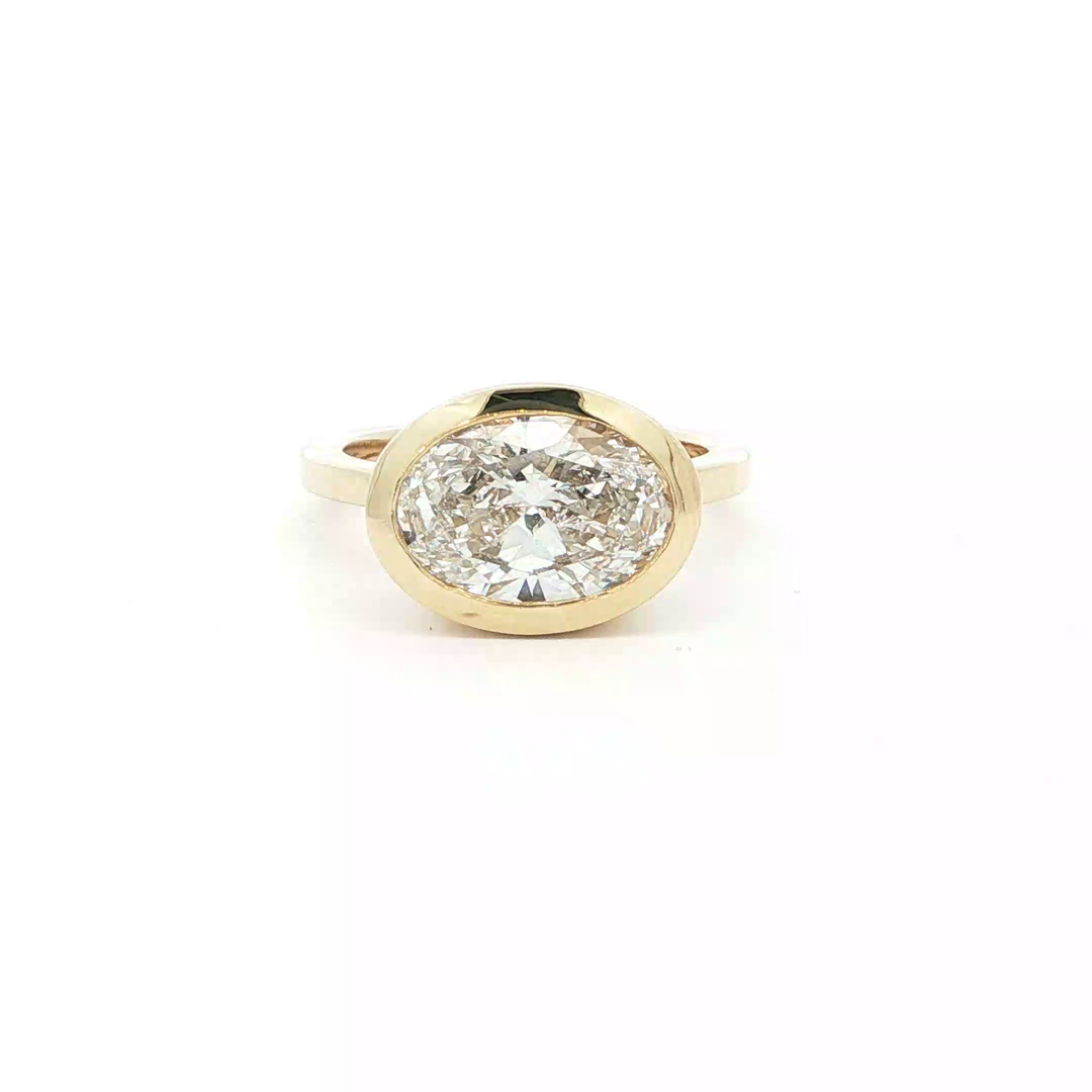 14KT Yellow Gold Oval Lab-Grown Diamond Bezel Ring