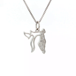 Load image into Gallery viewer, 14KT White Gold Pavé Diamond Chai &amp; State of Israel Pendant
