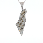 Load image into Gallery viewer, 14KT White Gold Reversible Pavé Diamond &amp; Enamel State of Israel Necklace
