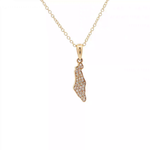 Load image into Gallery viewer, 14KT Yellow Gold Pavé Diamond State of Israel Pendant
