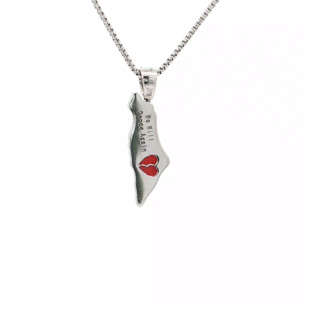 14KT Yellow Gold Pavé Diamond & Enamel State of Israel Pendant