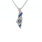 Load image into Gallery viewer, 14KT Yellow Gold Pavé Diamond &amp; Enamel State of Israel Pendant
