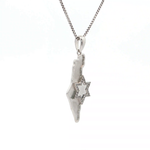 Load image into Gallery viewer, 14KT White Gold Diamond State of Israel Map &amp; Magen David Pendant
