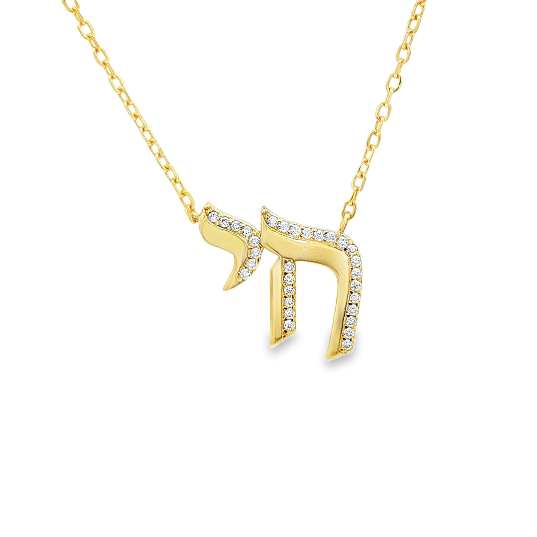 Gold-Plated Sterling Silver Chai Pendant Necklace