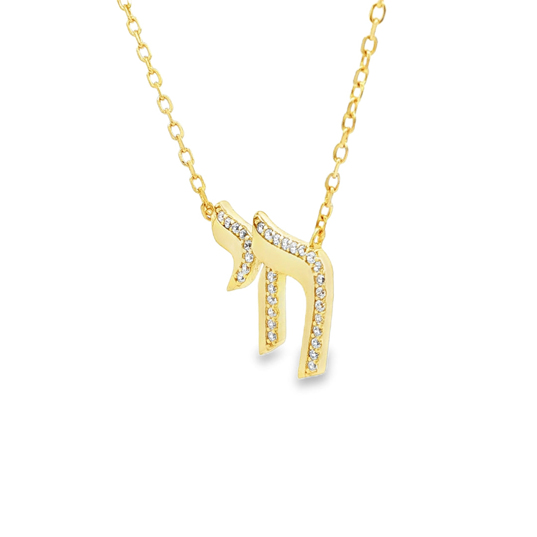 Gold-Plated Sterling Silver Chai Pendant Necklace