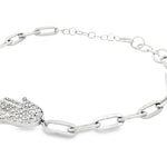 Load image into Gallery viewer, Sterling Silver Hamsa Bracelet with Round Stone
