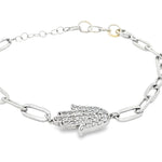 Load image into Gallery viewer, Sterling Silver Hamsa Bracelet with Round Stone
