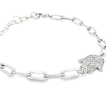 Load image into Gallery viewer, Sterling Silver Hamsa Bracelet with Round Stone
