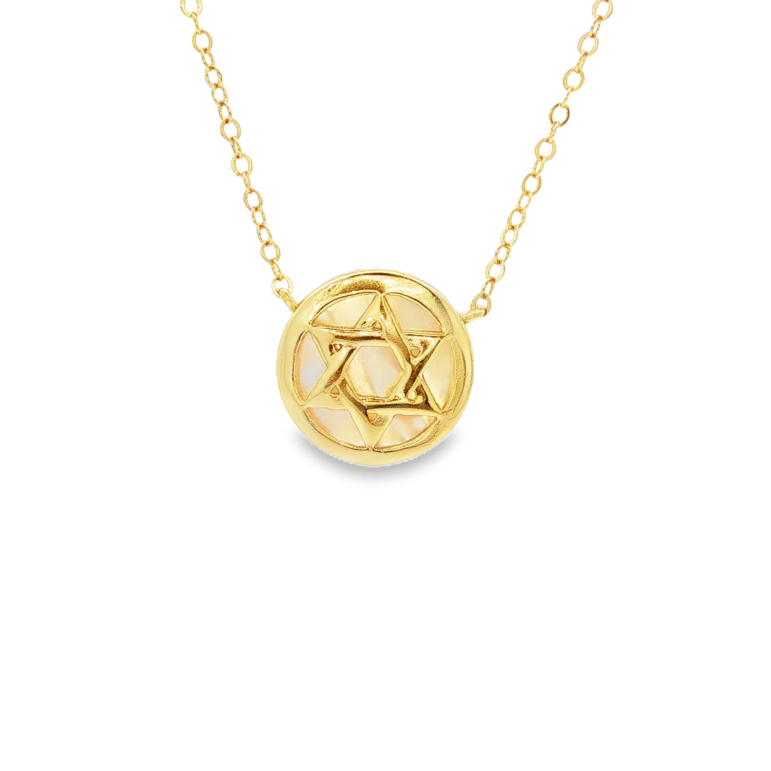 Gold-Plated Sterling Silver Magen David Necklace with Pearl Center
