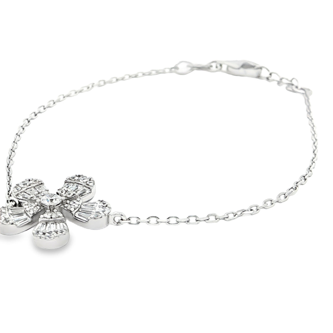 Sterling Silver Floral Chain Bracelet