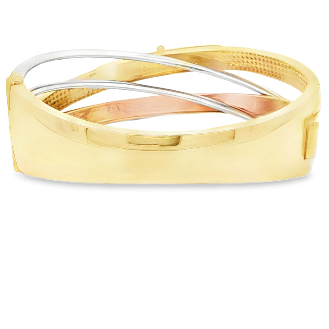 18KT Tri-Color Gold Diamond Pavé Bangle Bracelet