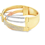 Load image into Gallery viewer, 18KT Tri-Color Gold Diamond Pavé Bangle Bracelet
