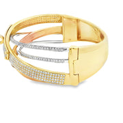 18KT Tri-Color Gold Diamond Pavé Bangle Bracelet