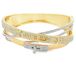 Load image into Gallery viewer, 18KT Tri-Color Gold Diamond Pavé Bangle Bracelet
