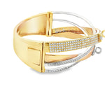 Load image into Gallery viewer, 18KT Tri-Color Gold Diamond Pavé Bangle Bracelet
