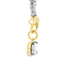 Load image into Gallery viewer, Two-Tone Gold-Plated Beaded Necklace with Emerald-Cut Crystal Pendant
