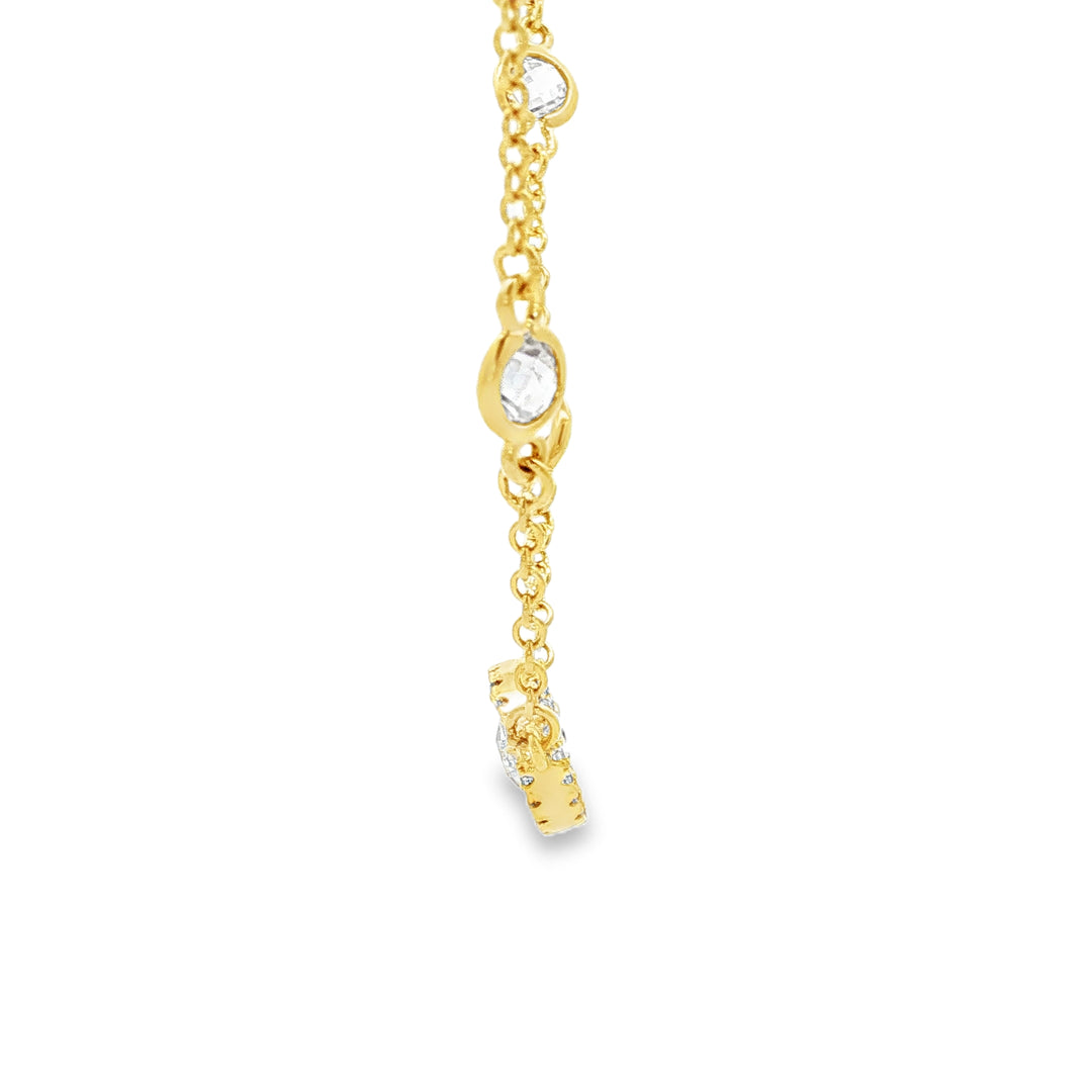 Gold-Plated Sterling Silver Chain Necklace with Halo Crystal Accents