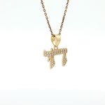 Load image into Gallery viewer, Sterling Silver or Yellow Gold-Plated Chai Necklace with Round CZ
