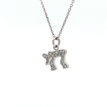 Load image into Gallery viewer, Sterling Silver Wavy Chai Necklace with Round Brilliant-Cut CZ Pendant
