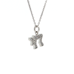 Load image into Gallery viewer, Sterling Silver Wavy Chai Necklace with Round Brilliant-Cut CZ Pendant
