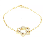 Load image into Gallery viewer, Silver or Gold-Plated Chain Bracelet with Baguette-Cut Star Accent

