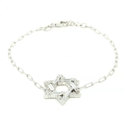 Silver or Gold-Plated Chain Bracelet with Baguette-Cut Star Accent