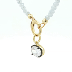 Load image into Gallery viewer, Two-Tone Gold Plated Beaded Necklace with Oval Crystal Pendant
