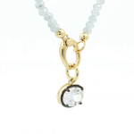 Load image into Gallery viewer, Two-Tone Gold Plated Beaded Necklace with Oval Crystal Pendant
