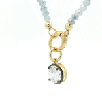 Load image into Gallery viewer, Two-Tone Gold-Plated Beaded Necklace with Round Crystal Pendant
