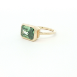 Load image into Gallery viewer, Gold Solitaire Ring with Emerald Cut Green Emerald
