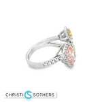 Load image into Gallery viewer, 14kt wg Multistone Ring with Fancy Pink Emerald Cut Diamond
