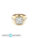 Load image into Gallery viewer, 14KT Yellow Gold Cushion Cluster Ring with Round Brilliant-Cut Diamonds
