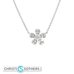 Load image into Gallery viewer, 18KT White Gold Diamond Flower Pendant Necklace (0.28 cttw)
