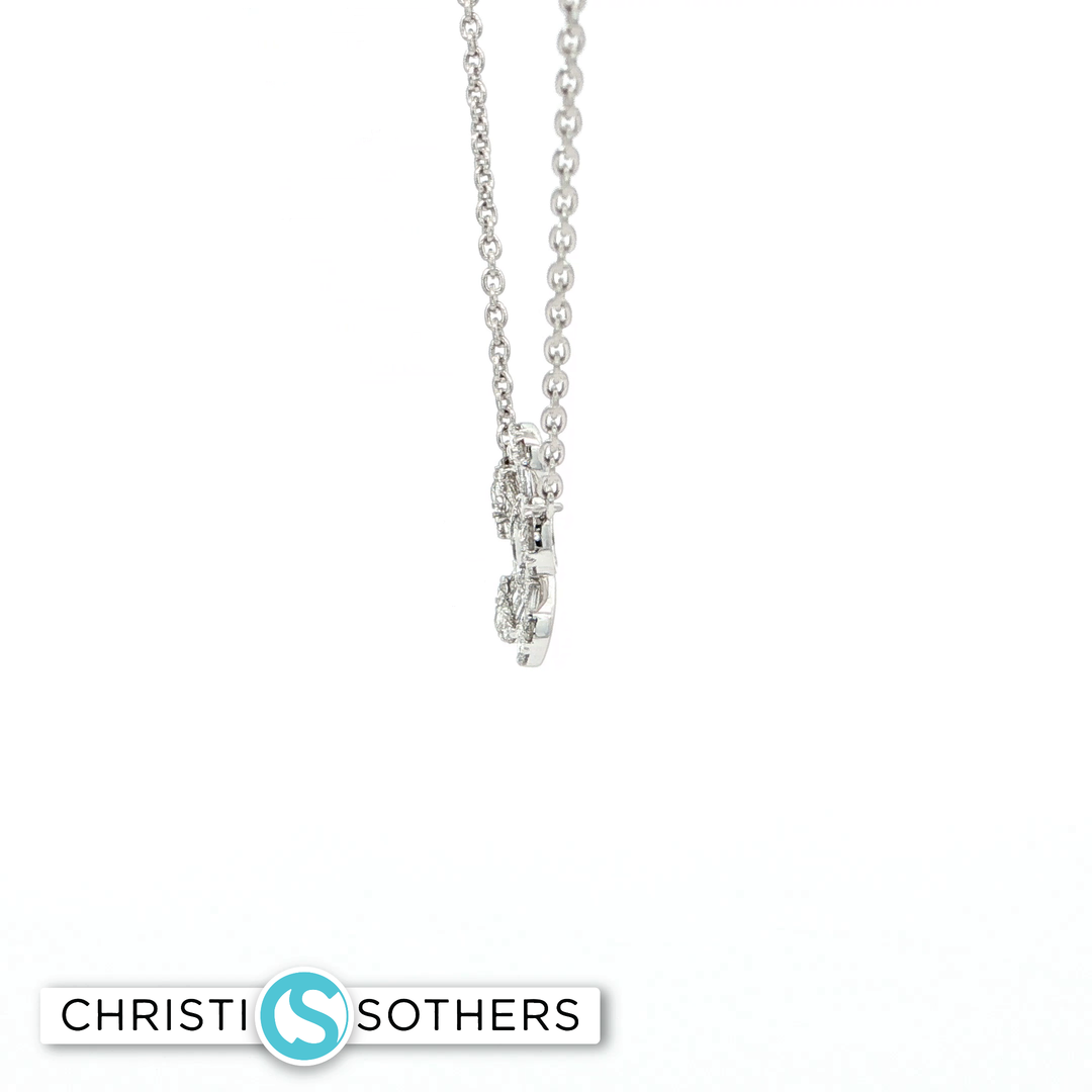 18KT White Gold Diamond Flower Pendant Necklace (0.28 cttw)