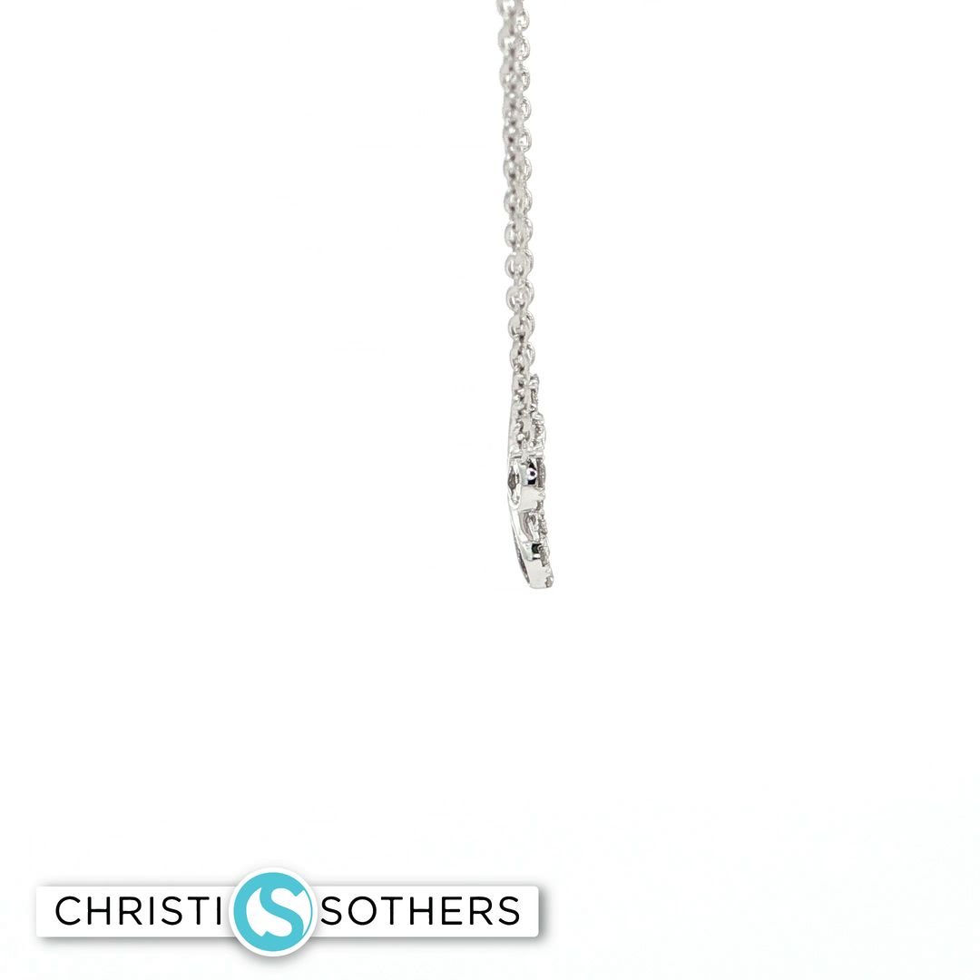 18KT White Gold Diamond Flower Pendant Necklace (0.28 cttw)