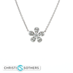 Load image into Gallery viewer, 18KT White Gold Diamond Flower Pendant Necklace (0.28 cttw)
