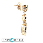 Load image into Gallery viewer, 14KT Yellow Gold Bezel Drop Earrings with Round, Oval &amp; Pear Lab-Grown Diamonds (6.73 cttw)
