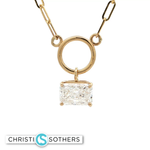 Load image into Gallery viewer, 14KT Yellow Gold Bezel Emerald-Cut Diamond Necklace (3.08 ct, Lab-Grown)
