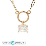 Load image into Gallery viewer, 14KT Yellow Gold Bezel Emerald-Cut Diamond Necklace (3.08 ct, Lab-Grown)
