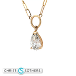Load image into Gallery viewer, 14KT Yellow Gold Bezel Necklace with Pear-Cut Lab-Grown Diamond Pendant (2.03 ct)
