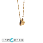 Load image into Gallery viewer, 14KT Yellow Gold Oval Garnet Cabochon Charm Necklace with Diamond Accents (0.95 ct)