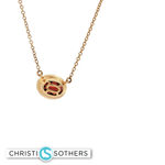 Load image into Gallery viewer, 14KT Yellow Gold Oval Garnet Cabochon Charm Necklace with Diamond Accents (0.95 ct)